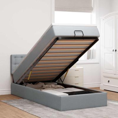 Bed met matras 100x200 cm stof lichtgrijs