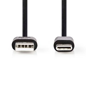 Nedis USB-Kabel | USB 2.0 | USB-A Male | USB-C Male | 2.5 W | 480 Mbps | Vernikkeld | 2.00 m | Rond | PVC | Zwart | Label - CCGL60601BK20