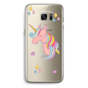 Roze eenhoorn: Samsung Galaxy S7 Edge Transparant Hoesje