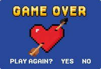Pixeltjes hart Game Over tekst vinyl tapijt