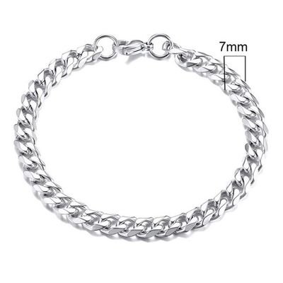 Stalen heren armband LGT JWLS Gourmet schakel Zilverkleurig 7mm-21cm