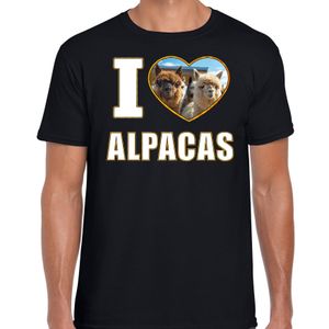 I love alpacas t-shirt met dieren foto van een alpaca zwart voor heren