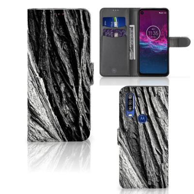 Book Style Case Motorola One Action Boomschors Grijs