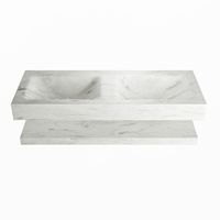 MONDIAZ ALAN-DLUX 120cm planchet Opalo. Vrijhangende wastafel CLOUD dubbel zonder kraangat, kleur Opalo.