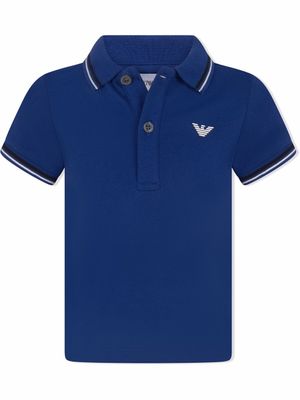 Emporio Armani Kids polo à logo imprimé - Bleu