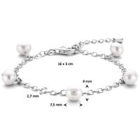 Armband Parels zilver-zoetwaterparel wit 16-19 cm