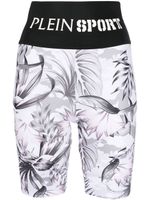 Plein Sport short fleuri à taille logo - Blanc