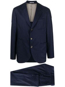 Brunello Cucinelli costume en laine à simple boutonnage - Bleu