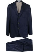 Brunello Cucinelli costume en laine à simple boutonnage - Bleu
