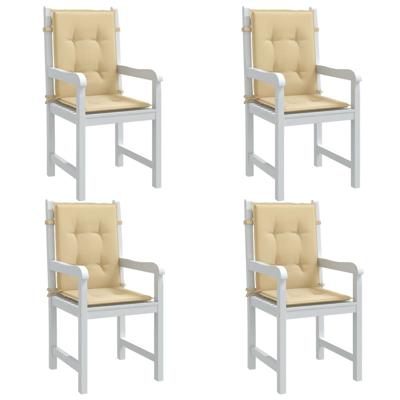 Stoelkussens 4 st lage rug 100x50x4 cm stof gemêleerd beige