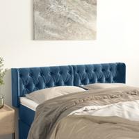Hoofdbord met randen 147x16x78/88 cm fluweel donkerblauw