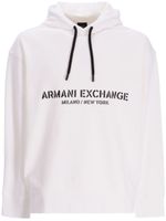 Armani Exchange logo-print cotton hoodie - Blanc - thumbnail