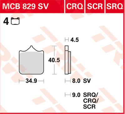TRW Remblokken, en remschoenen voor de moto, MCB829SCR Sinter carbon
