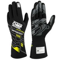 Kartinghandschoenen OMP MY2025 Geel Zwart FIA 8856-2018 Maat XS