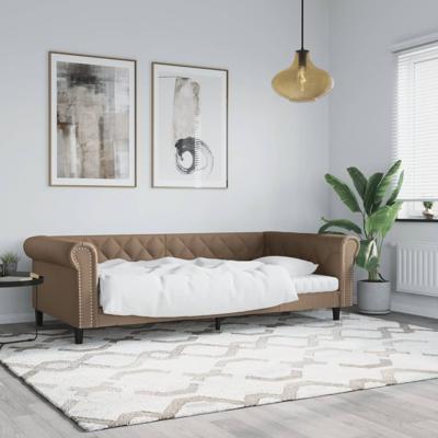 Slaapbank 100x200 cm kunstleer cappuccinokleurig