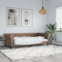 Slaapbank 100x200 cm kunstleer cappuccinokleurig