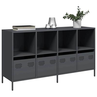 Dressoir 135x39x73,5 cm koudgewalst staal antracietkleurig