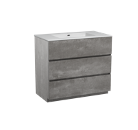 Storke Edge staand badmeubel 95 x 52 cm beton donkergrijs met Diva enkele wastafel in glanzend composiet marmer
