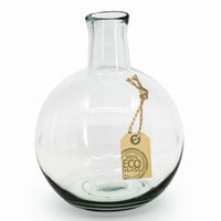 Transparante ronde fles vaas/vazen van eco glas 18 x 24 cm