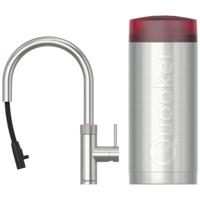Quooker Flex Round Keukenkraan Set - Kokend Warm- en Koud Water - Uittrekbare Slang - RVS - Inclusief COMBI+ Reservoir