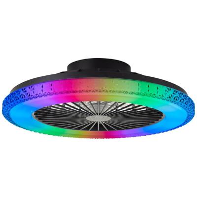 Brilliant Zwarte ventilatorBadria met RGB functie - G60040/06