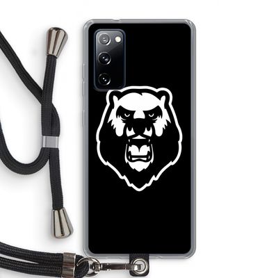 Angry Bear (black): Samsung Galaxy S20 FE / S20 FE 5G Transparant Hoesje met koord