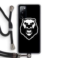 Angry Bear (black): Samsung Galaxy S20 FE / S20 FE 5G Transparant Hoesje met koord