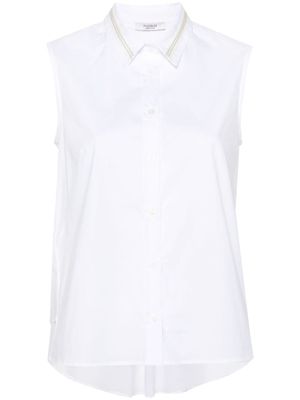 Peserico chemise sans manches à rayures en perles - Blanc