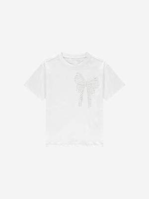 Nik&Nik zomer t-shirt meisjes - off wit - Bow