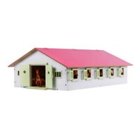 Kids Globe paardenstal met 9 boxen - 1:32 hout roze