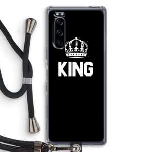 King zwart: Sony Xperia 5 Transparant Hoesje met koord