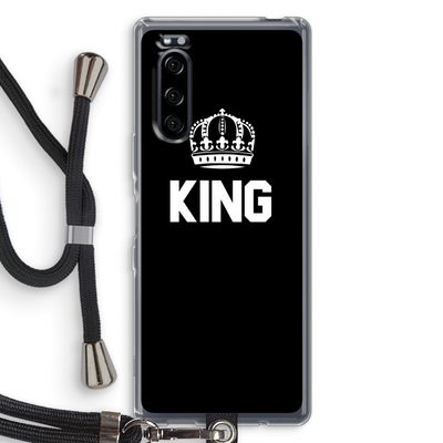 King zwart: Sony Xperia 5 Transparant Hoesje met koord