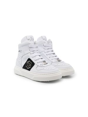 Philipp Plein Junior baskets à logo imprimé - Blanc