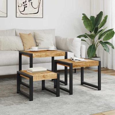 3-delige Tafeltjesset massief mangohout