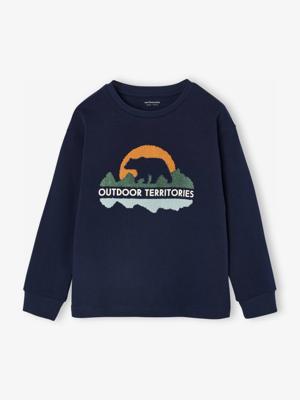 T-shirt met lusmotief voor jongens marineblauw