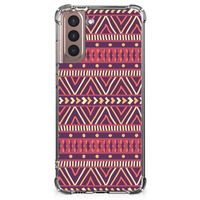 Samsung Galaxy S21 Plus Doorzichtige Silicone Hoesje Aztec Paars