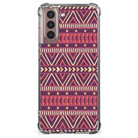 Samsung Galaxy S21 Plus Doorzichtige Silicone Hoesje Aztec Paars - thumbnail