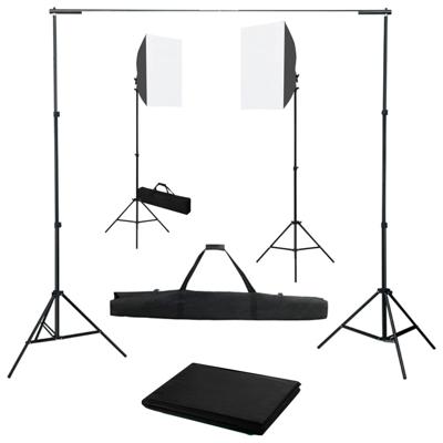 Fotostudioset met softboxlampen en achtergrond