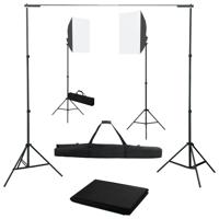Fotostudioset met softboxlampen en achtergrond