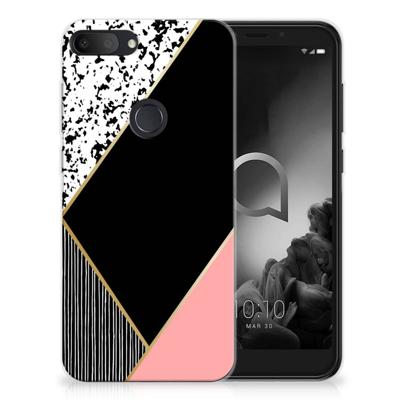 Alcatel 1S (2019) | TPU Hoesje | Zwart Roze Vormen