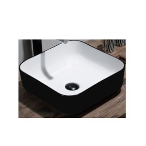 Opbouw Waskom BWS Premium 40x40x14 cm Wit met Mat Zwarte Buitenkant
