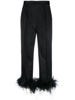 STYLAND feather-trim cropped trousers - Noir