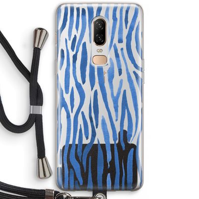Blauwe nerven: OnePlus 6 Transparant Hoesje met koord