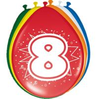 Folat Verjaardagsfeest ballon - 8 jaar - 8x stuks - leeftijd ballon versiering