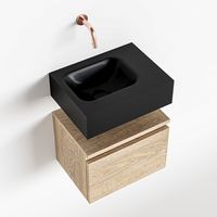 Toiletmeubel Mondiaz Andor | 40 cm | Meubelkleur Washed oak | Lex vrijhangend wastafel Urban Links | Zonder kraangat