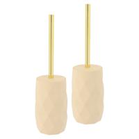 WC/toiletborstel in houder Diamond - 2x - beige - kunststof - 8 x 34 cm WC/toiletborstel in houder Diamond - 2x - beige - kunststof - 8 x 34 cm