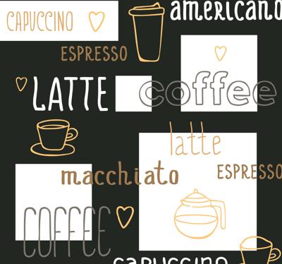 Behang keuken Decoratieve koffietekeningen
