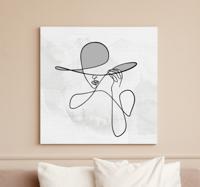 Canvas schilderij ingang Minimalistische vrouw met hoed