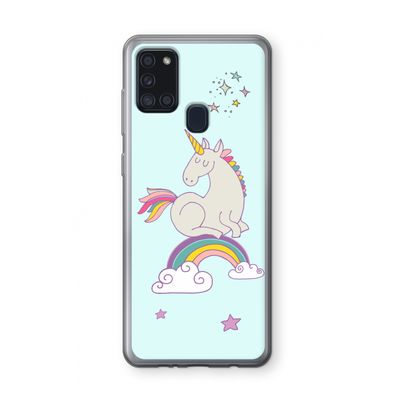 Regenboog eenhoorn: Samsung Galaxy A21s Transparant Hoesje