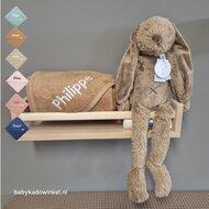 Badcape of Badjas met naam en knuffel Rabbit Richie